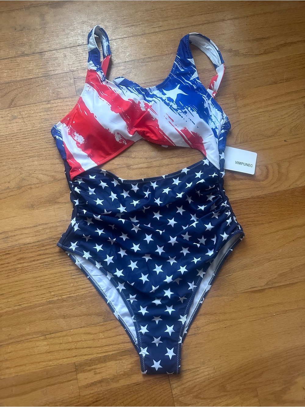 American Flag One-Piece Cutout Swimsuit - Stars & Stripes Size Small